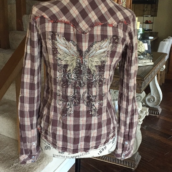 Miss Me Tops - MISS ME flannel shirt. SIZE: M